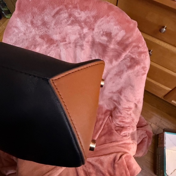 Anne Klein Black Tote with Tan Straps and Gold Logo - Picture 7 of 8